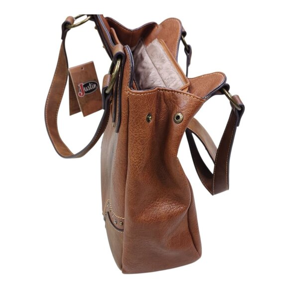 Justin Brown Concealed Carry Handbag With Dual Zippered Pockets Magnet Closure - Picture 14 of 16
